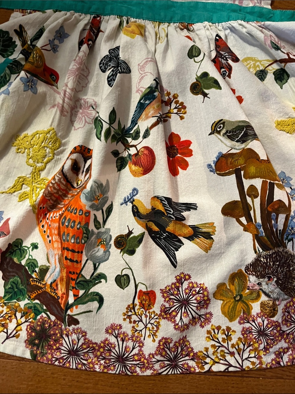Anthro Nathalie Lete Botanical Bird Print Embroidered Apron - Picture 8 of 16